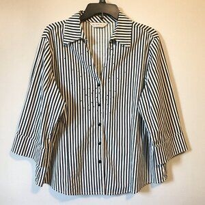 Gothic Beetlejuice Striped Button Down Rhinestone Shirt